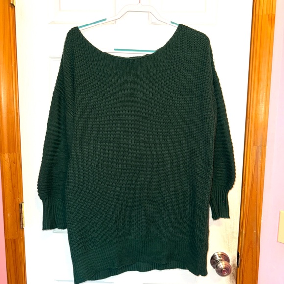 SHEIN Green Off the Shoulder Sweater Dress - Picture 2 of 3